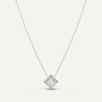 1/3 ctw Princess Diamond Halo Fashion Pendant - Lotus Diamond