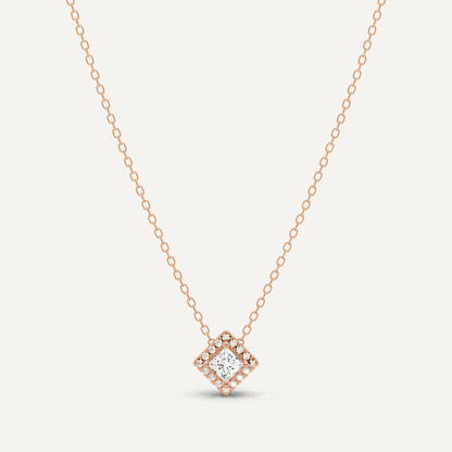 1/3 ctw Princess Diamond Halo Fashion Pendant - Lotus Diamond