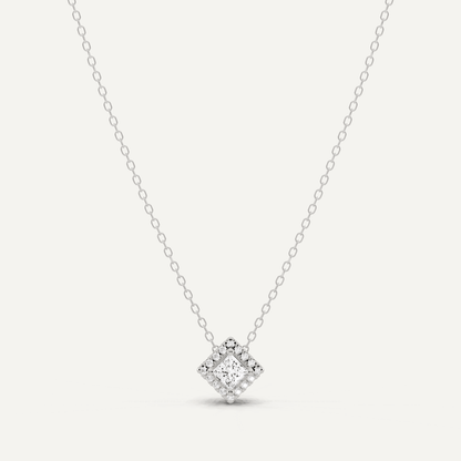 1/3 ctw Princess Diamond Halo Fashion Pendant - Lotus Diamond