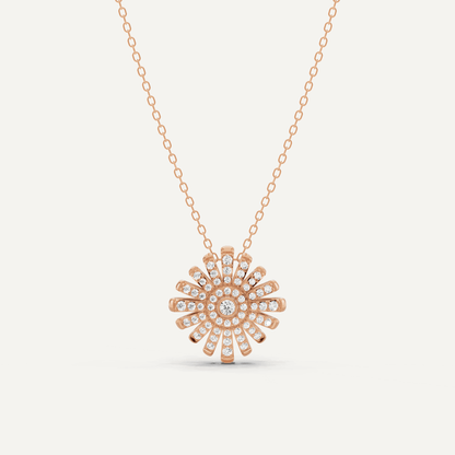 1/3 ctw Round Diamond Sunburst Fashion Pendant - Lotus Diamond
