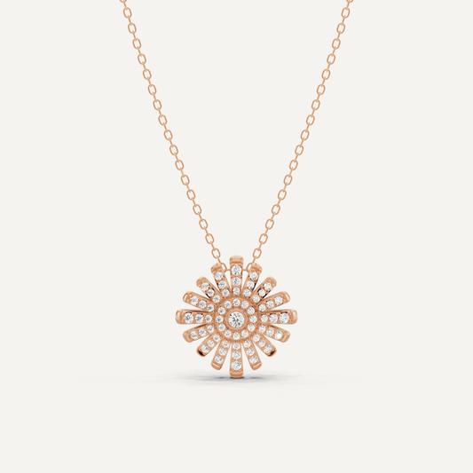 1/3 ctw Round Diamond Sunburst Fashion Pendant - Lotus Diamond