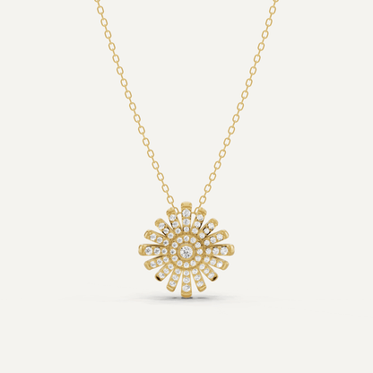 1/3 ctw Round Diamond Sunburst Fashion Pendant - Lotus Diamond