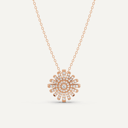 1/3 ctw Round Diamond Sunburst Fashion Pendant - Lotus Diamond
