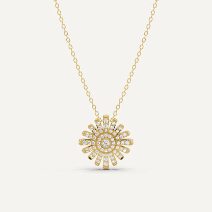 1/3 ctw Round Diamond Sunburst Fashion Pendant - Lotus Diamond