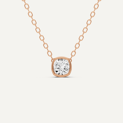 1/4 ctw Cushion Diamond Bezel Set Solitaire Pendant - Lotus Diamond