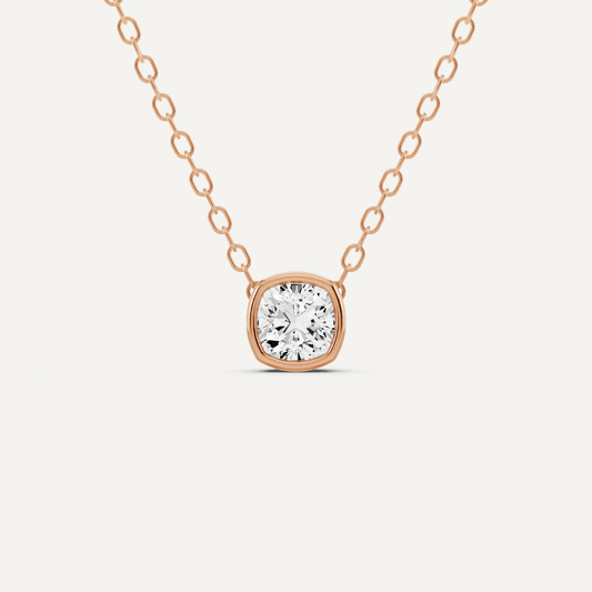 1/4 ctw Cushion Diamond Bezel Set Solitaire Pendant - Lotus Diamond