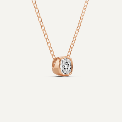 1/4 ctw Cushion Diamond Bezel Set Solitaire Pendant - Lotus Diamond