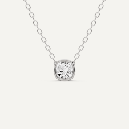 1/4 ctw Cushion Diamond Bezel Set Solitaire Pendant - Lotus Diamond