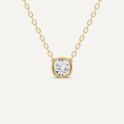 1/4 ctw Cushion Diamond Bezel Set Solitaire Pendant - Lotus Diamond