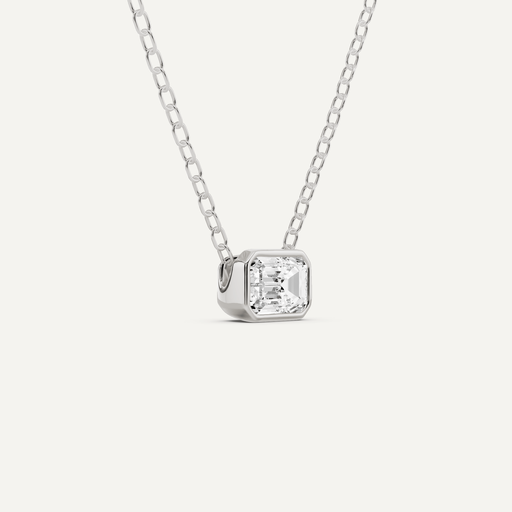 1/4 ctw Emerald Diamond Bezel Set Solitaire Pendant - Lotus Diamond