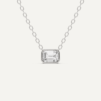 1/4 ctw Emerald Diamond Bezel Set Solitaire Pendant - Lotus Diamond