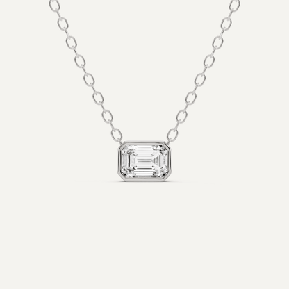 1/4 ctw Emerald Diamond Bezel Set Solitaire Pendant - Lotus Diamond