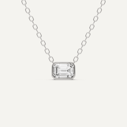 1/4 ctw Emerald Diamond Bezel Set Solitaire Pendant - Lotus Diamond