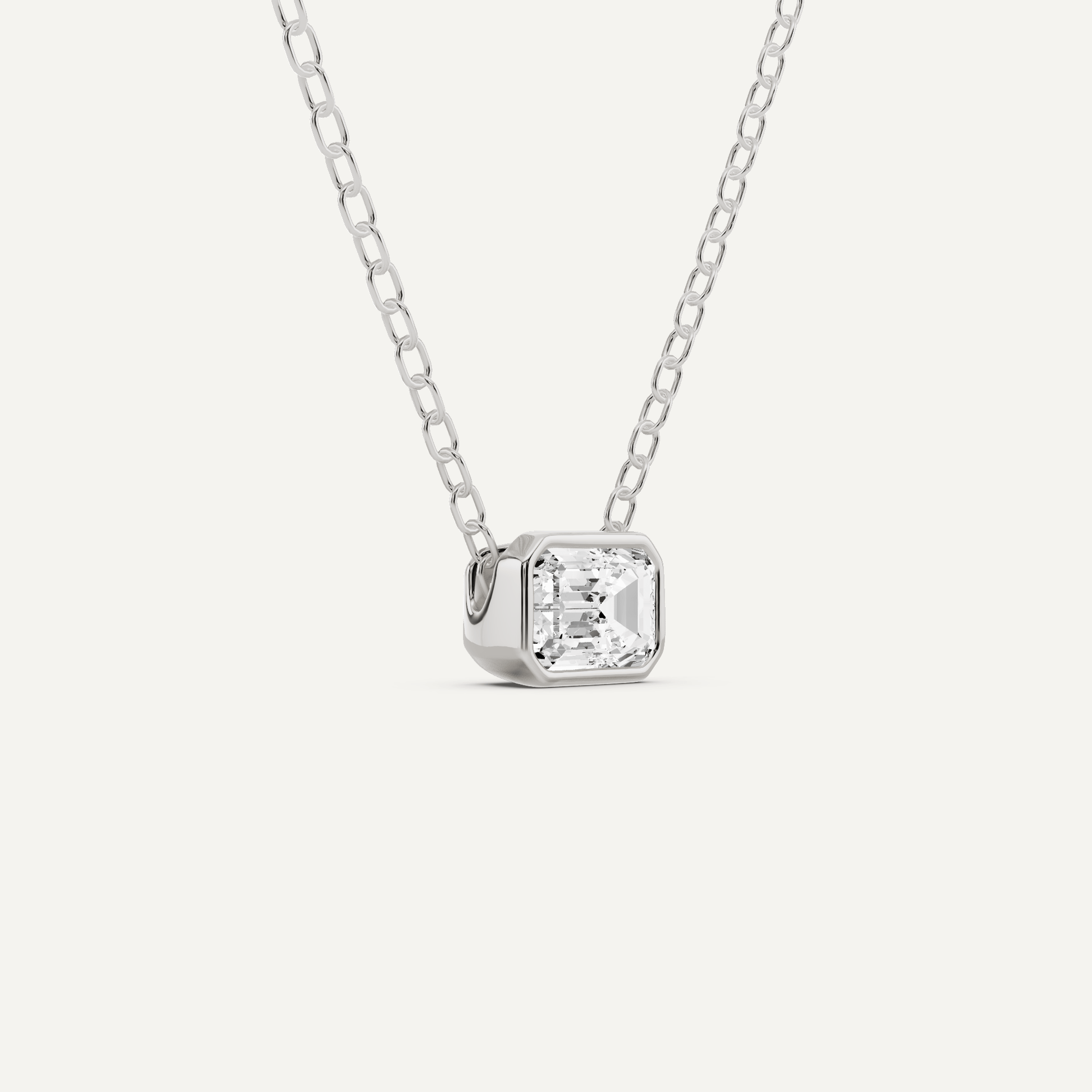 1/4 ctw Emerald Diamond Bezel Set Solitaire Pendant - Lotus Diamond