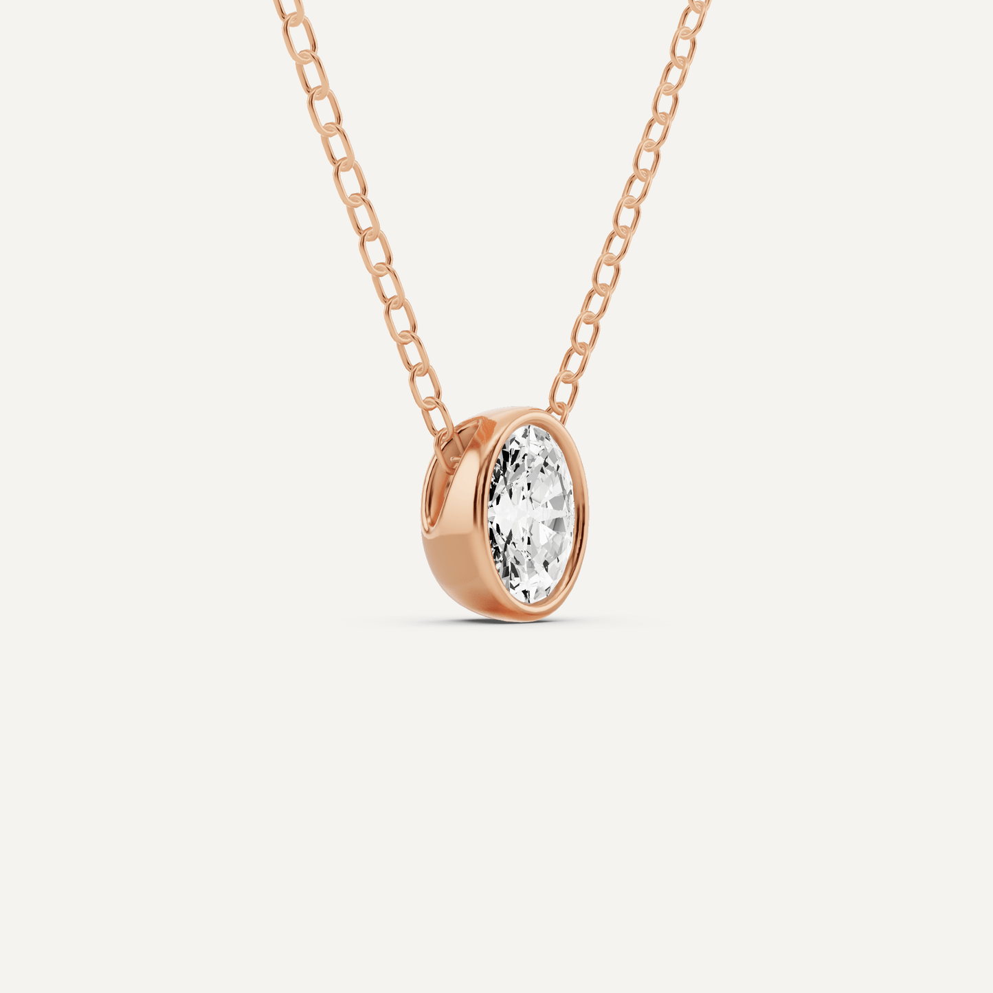 1/4 ctw Oval Diamond Bezel Set Solitaire Pendant - Lotus Diamond