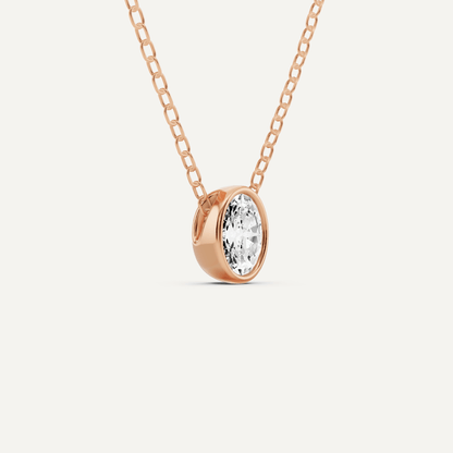 1/4 ctw Oval Diamond Bezel Set Solitaire Pendant - Lotus Diamond