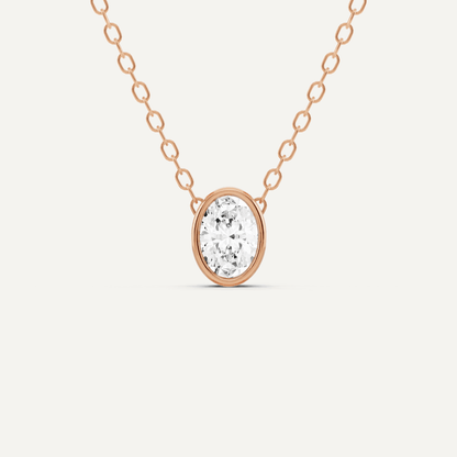 1/4 ctw Oval Diamond Bezel Set Solitaire Pendant - Lotus Diamond