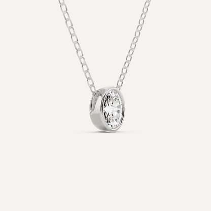 1/4 ctw Oval Diamond Bezel Set Solitaire Pendant - Lotus Diamond