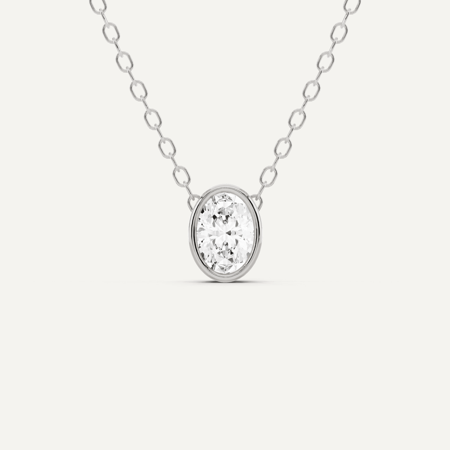 1/4 ctw Oval Diamond Bezel Set Solitaire Pendant - Lotus Diamond