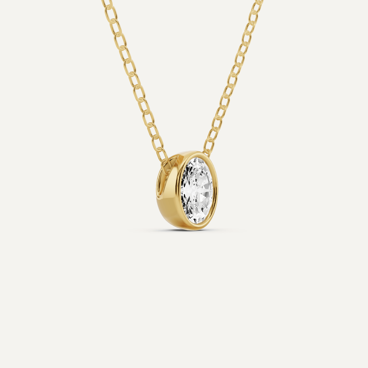 1/4 ctw Oval Diamond Bezel Set Solitaire Pendant - Lotus Diamond