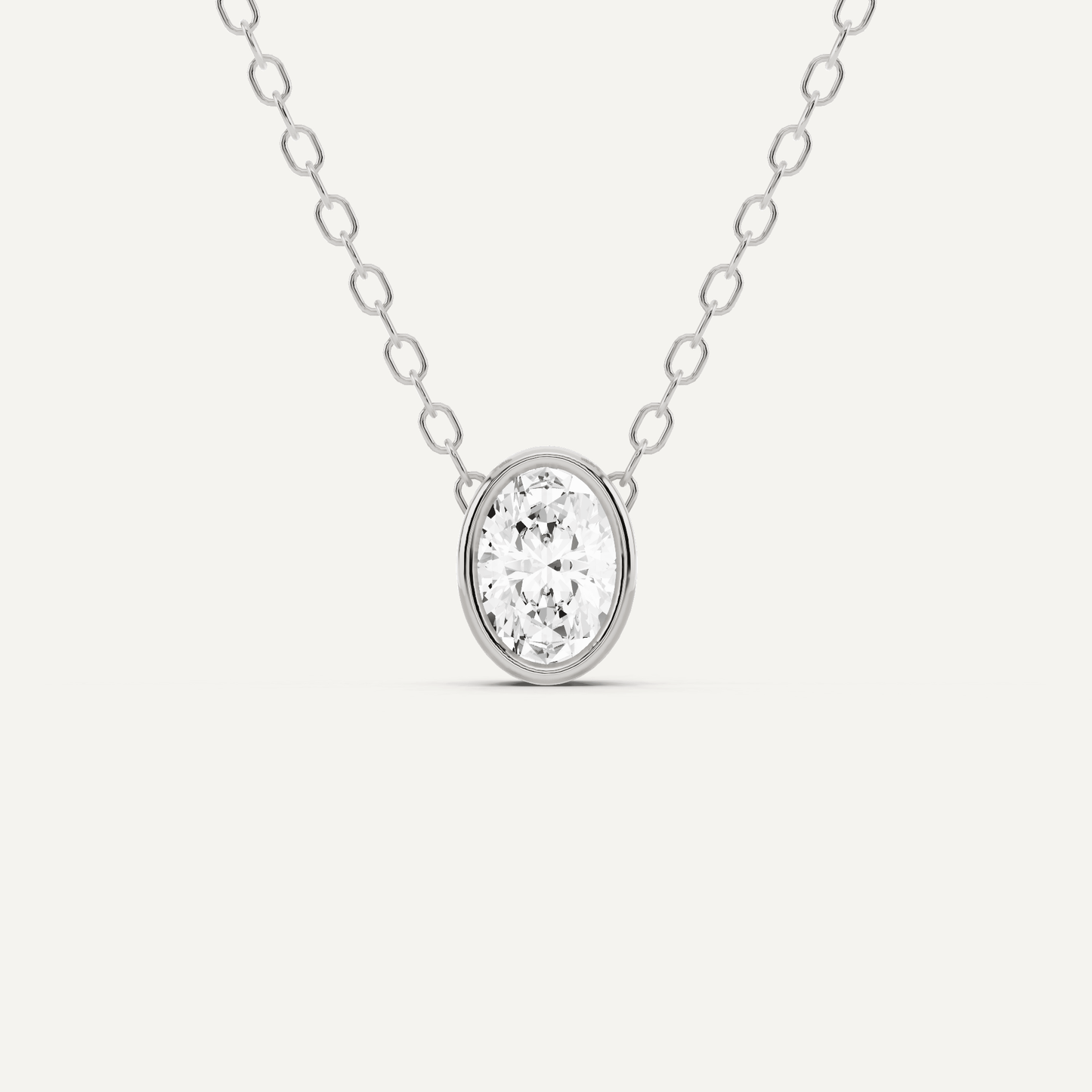 1/4 ctw Oval Diamond Bezel Set Solitaire Pendant - Lotus Diamond