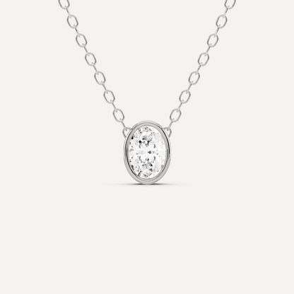 1/4 ctw Oval Diamond Bezel Set Solitaire Pendant - Lotus Diamond