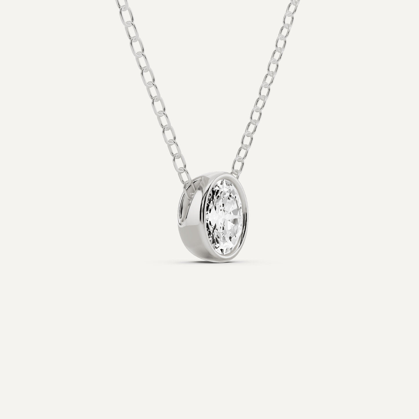 1/4 ctw Oval Diamond Bezel Set Solitaire Pendant - Lotus Diamond