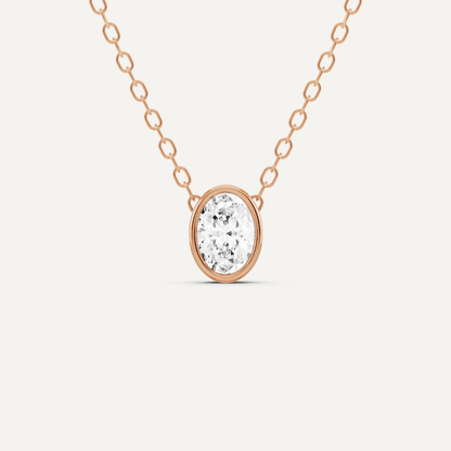1/4 ctw Oval Diamond Bezel Set Solitaire Pendant - Lotus Diamond