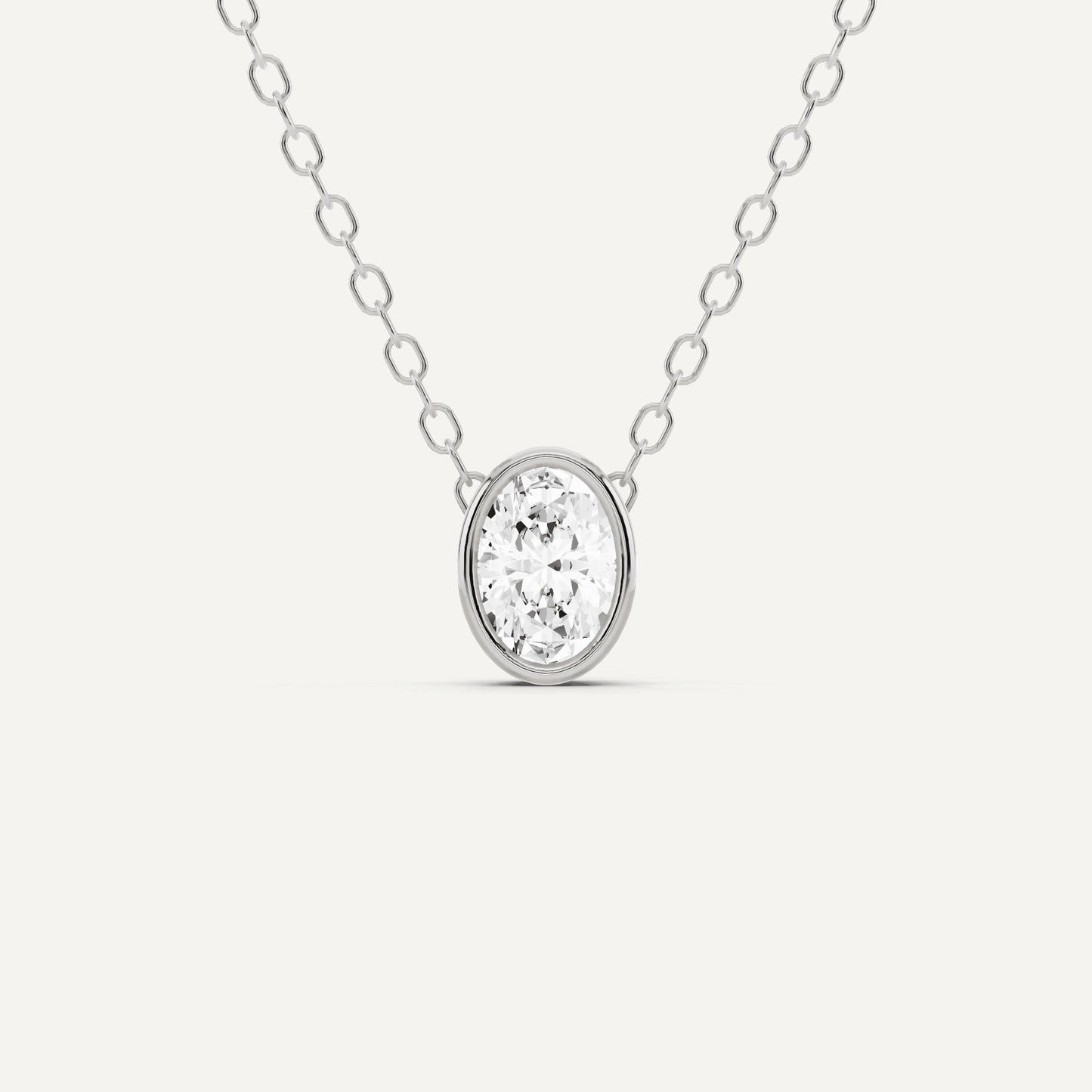 1/4 ctw Oval Diamond Bezel Set Solitaire Pendant - Lotus Diamond