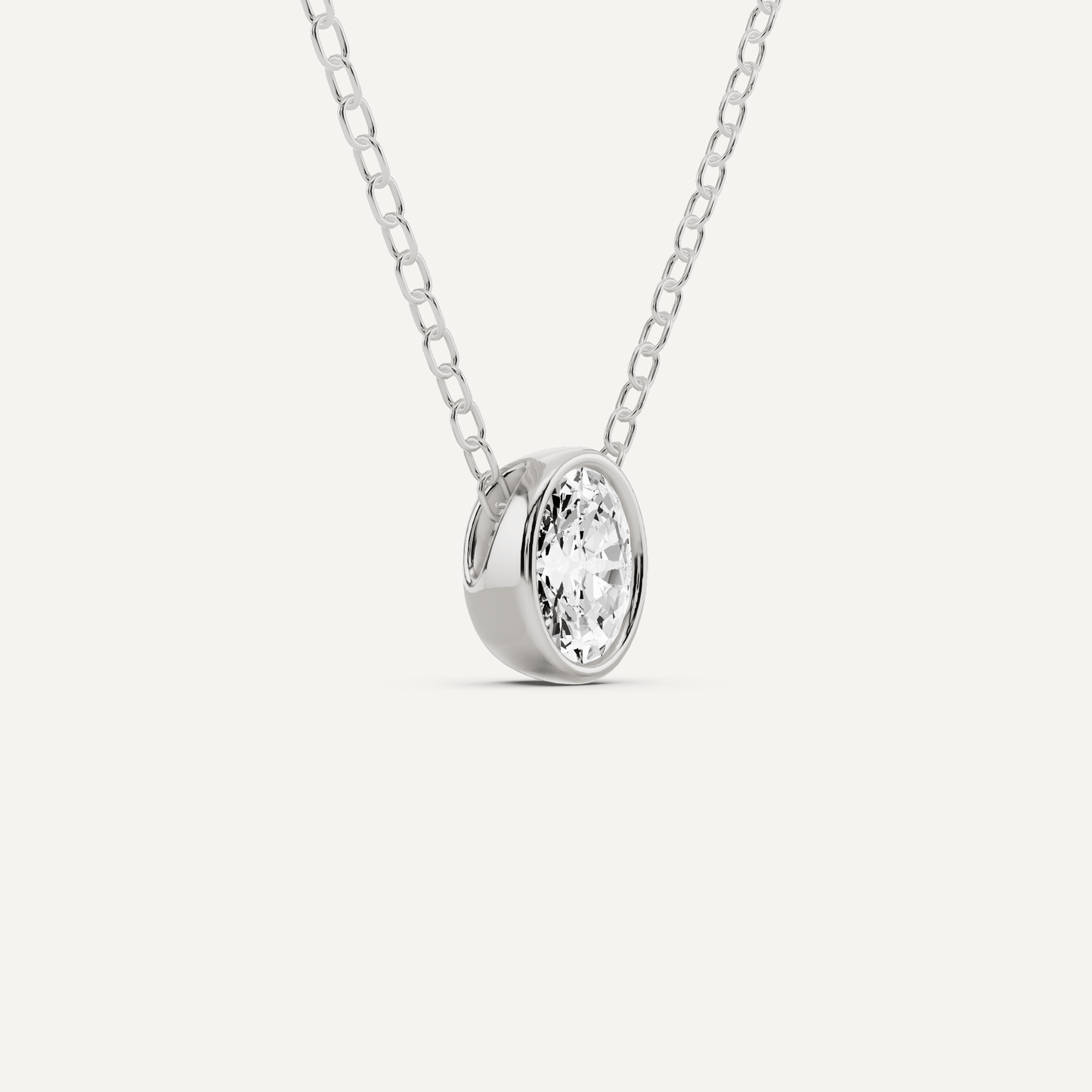 1/4 ctw Oval Diamond Bezel Set Solitaire Pendant - Lotus Diamond