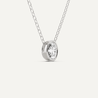 1/4 ctw Oval Diamond Bezel Set Solitaire Pendant - Lotus Diamond