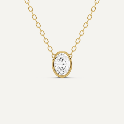 1/4 ctw Oval Diamond Bezel Set Solitaire Pendant - Lotus Diamond