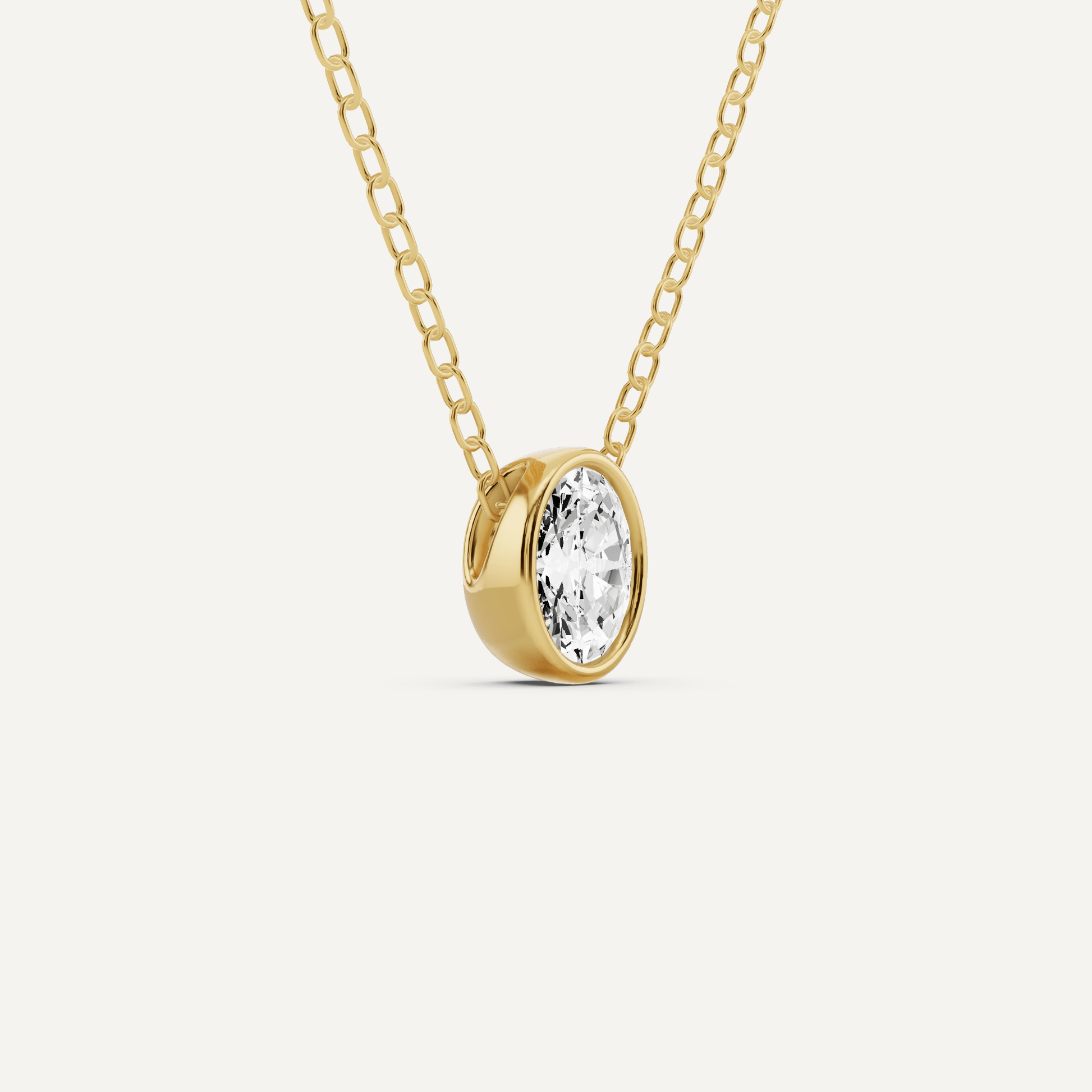 1/4 ctw Oval Diamond Bezel Set Solitaire Pendant - Lotus Diamond
