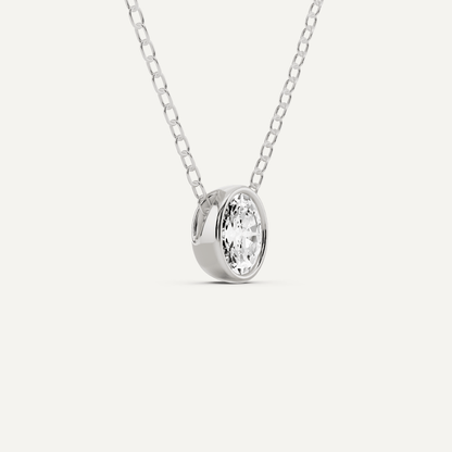 1/4 ctw Oval Diamond Bezel Set Solitaire Pendant - Lotus Diamond