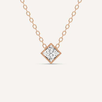 1/4 ctw Princess Diamond Bezel Set Solitaire Pendant - Lotus Diamond