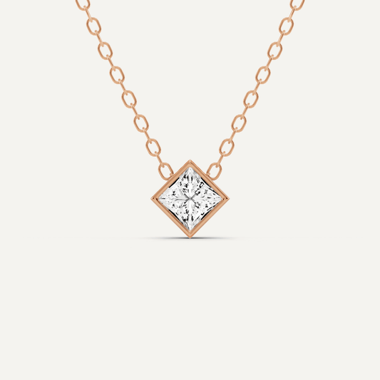 1/4 ctw Princess Diamond Bezel Set Solitaire Pendant - Lotus Diamond