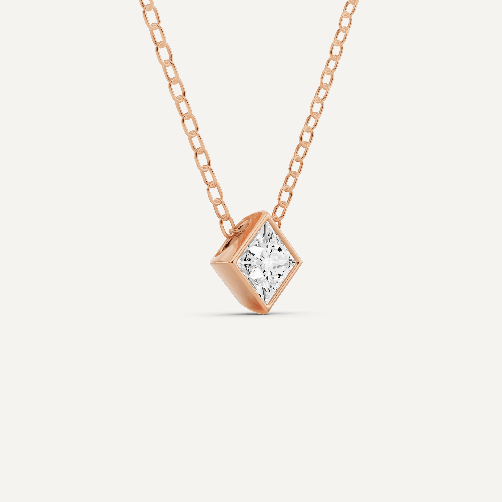 1/4 ctw Princess Diamond Bezel Set Solitaire Pendant - Lotus Diamond