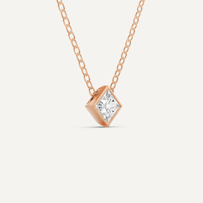 1/4 ctw Princess Diamond Bezel Set Solitaire Pendant - Lotus Diamond