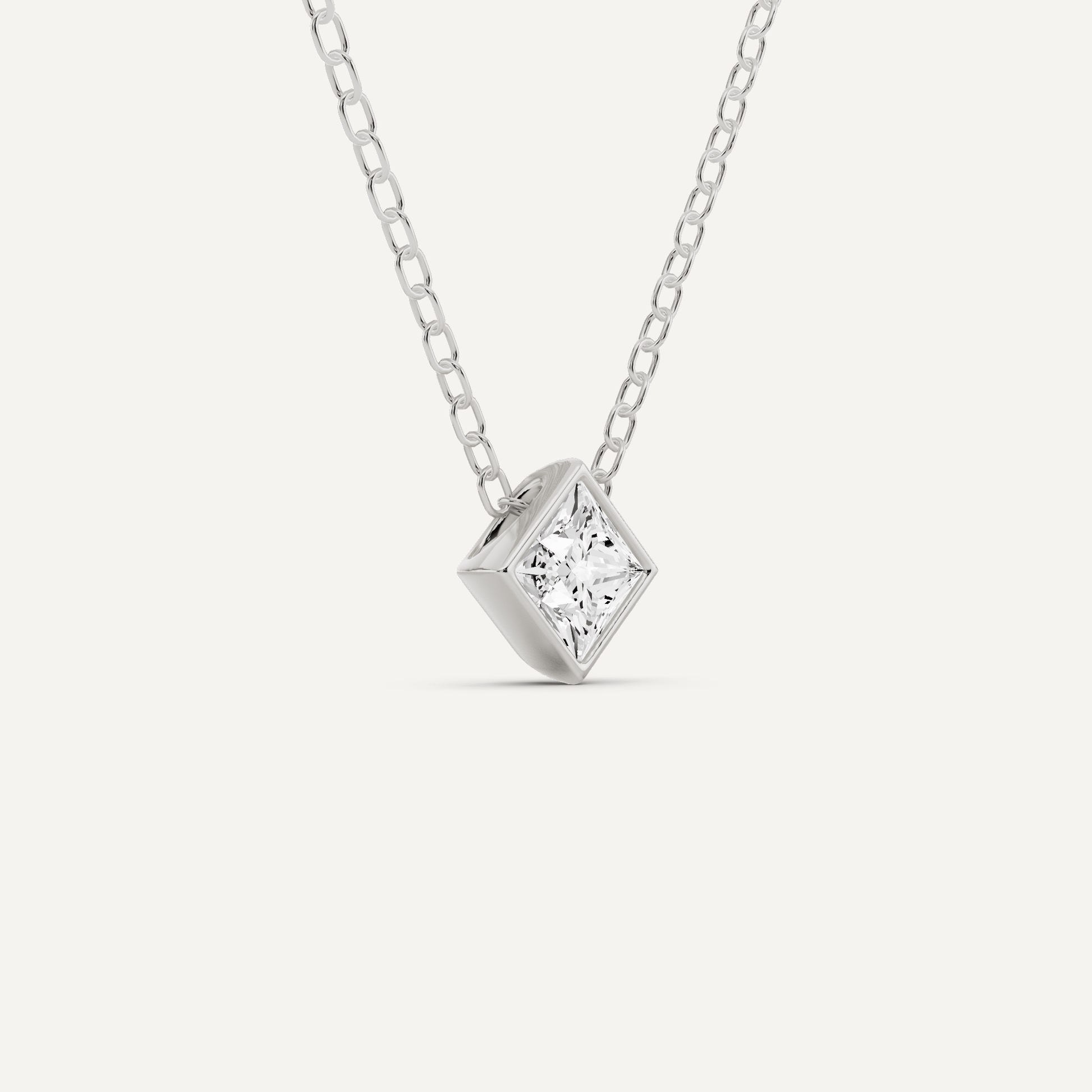 1/4 ctw Princess Diamond Bezel Set Solitaire Pendant - Lotus Diamond