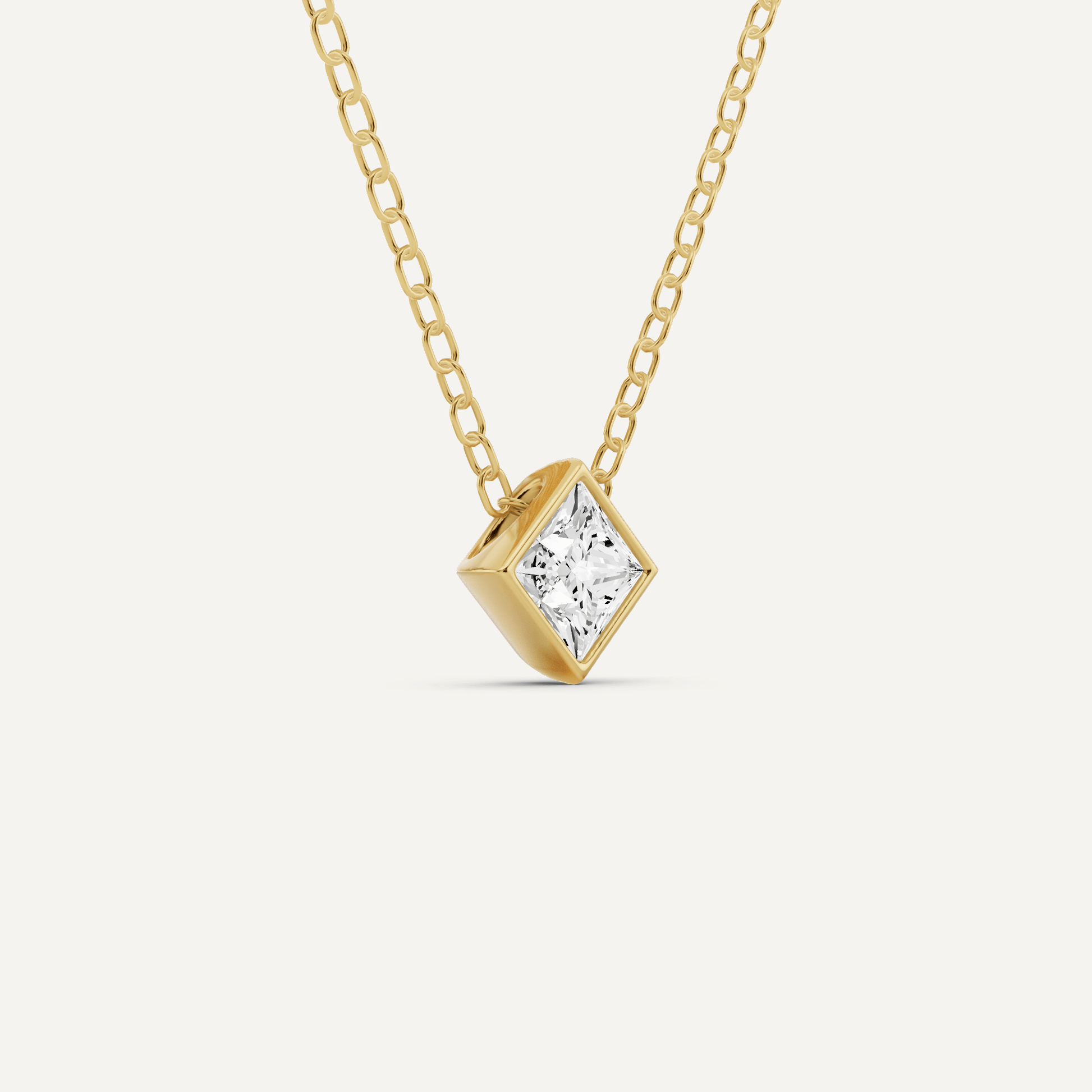 1/4 ctw Princess Diamond Bezel Set Solitaire Pendant - Lotus Diamond