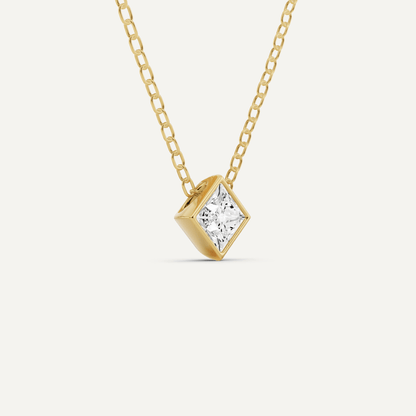1/4 ctw Princess Diamond Bezel Set Solitaire Pendant - Lotus Diamond