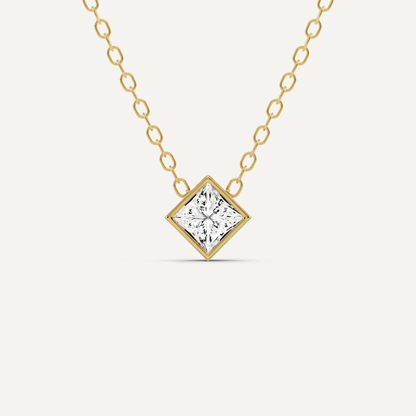 1/4 ctw Princess Diamond Bezel Set Solitaire Pendant - Lotus Diamond