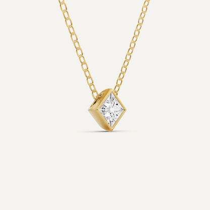 1/4 ctw Princess Diamond Bezel Set Solitaire Pendant - Lotus Diamond