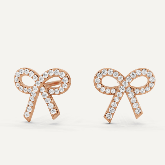 1/4 ctw Round Diamond Bow Shape Fashion Earrings - Lotus Diamond