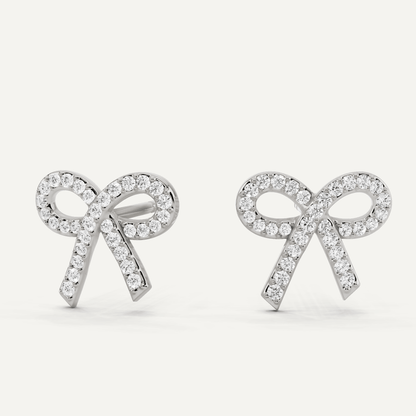 1/4 ctw Round Diamond Bow Shape Fashion Earrings - Lotus Diamond