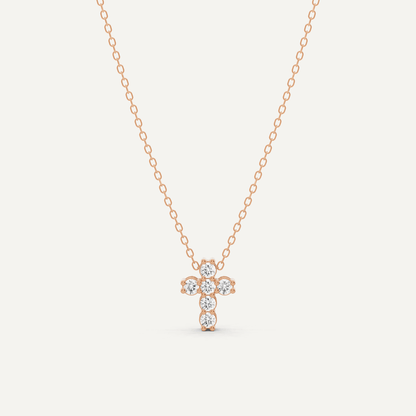 1/4 ctw Round Diamond Cross Pendant - Lotus Diamond