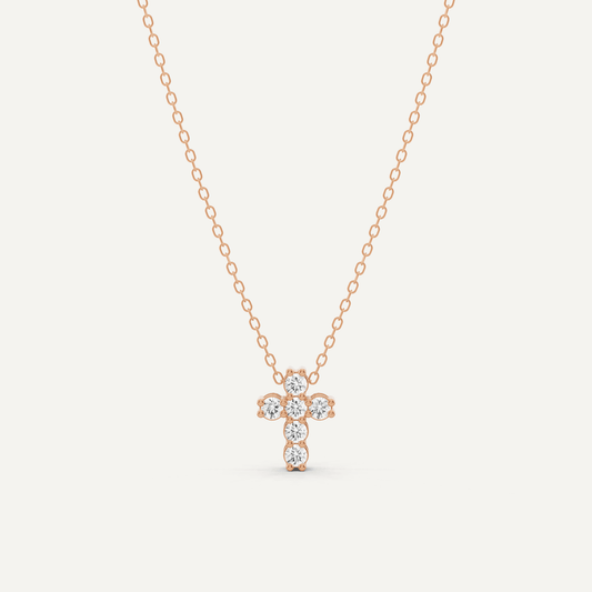 1/4 ctw Round Diamond Cross Pendant - Lotus Diamond