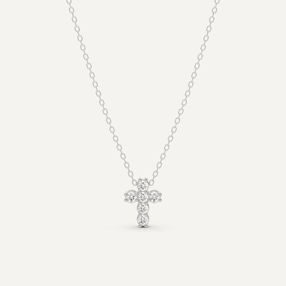 1/4 ctw Round Diamond Cross Pendant - Lotus Diamond