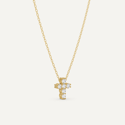 1/4 ctw Round Diamond Cross Pendant - Lotus Diamond