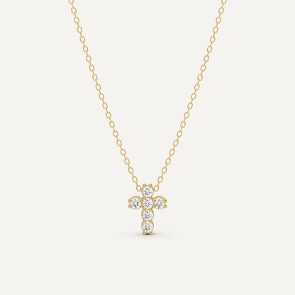 1/4 ctw Round Diamond Cross Pendant - Lotus Diamond